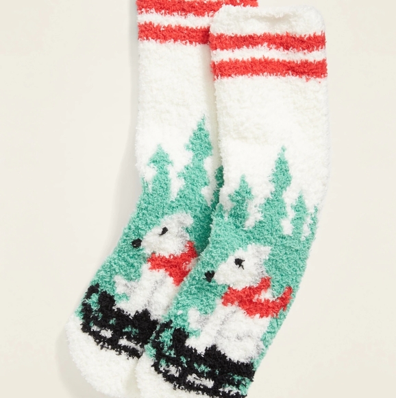 OLD Navy COZY Socks WOMENS Fuzzy PEACOCK Polar Bear LLAMA Penguin